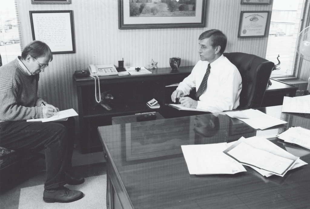 “The author interviewing Racicot during his second term as governor. Author’s collection.” 
