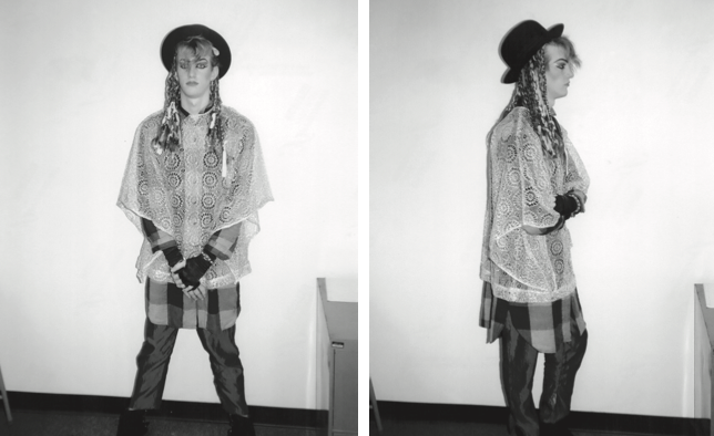 Thomas Stone pictured in Boy George attire and makeup.